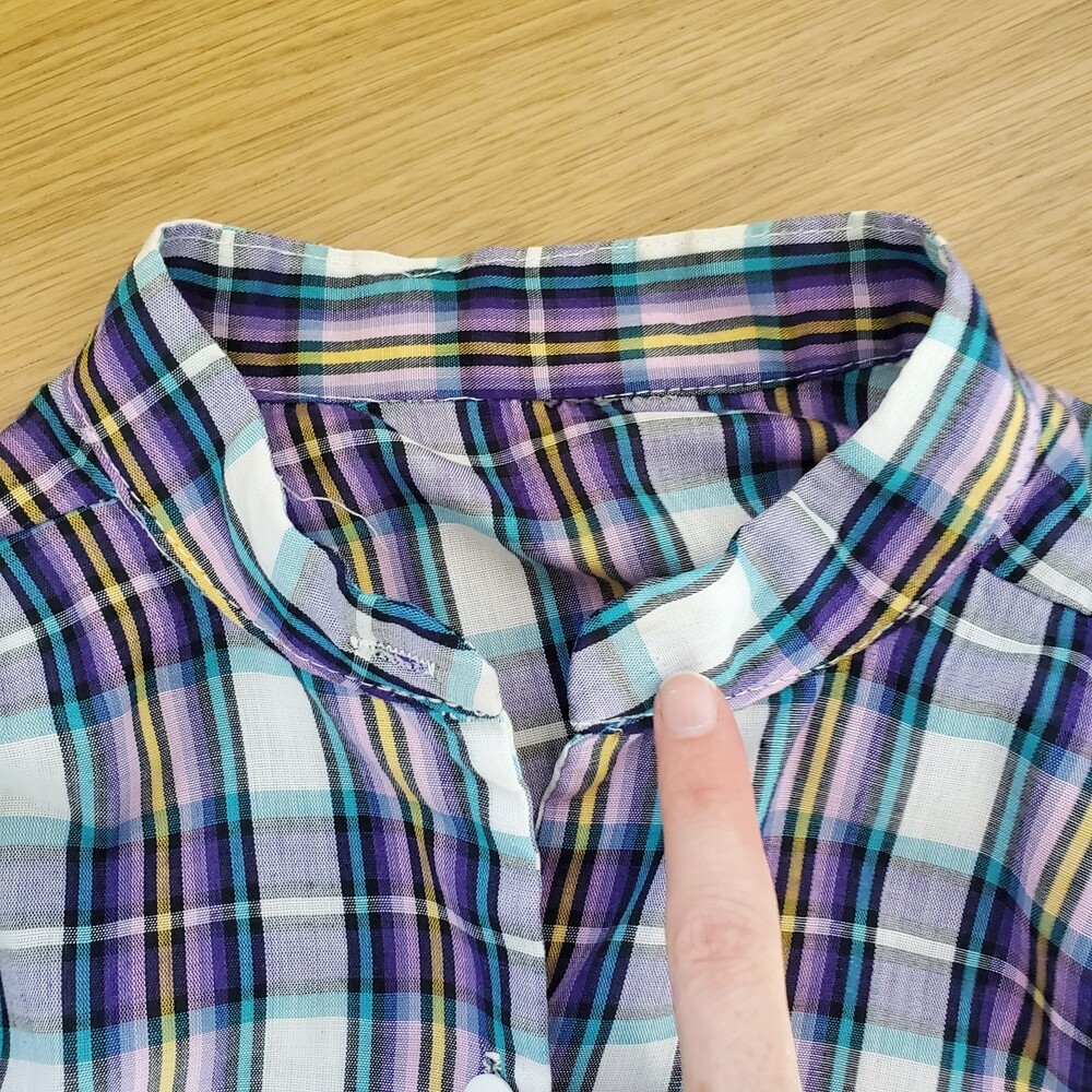 Vintage 80's Purple Plaid Button-Up Shirt - Picture 5 of 5